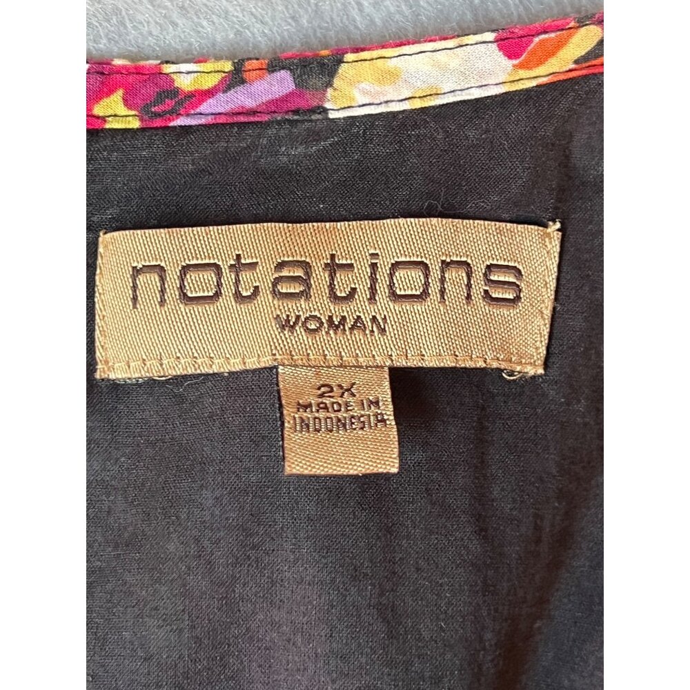 Notations Womens Sleeveles  Dress 2X Empire Multicolor Print Lined Cotton Blend - Picture 4 of 9